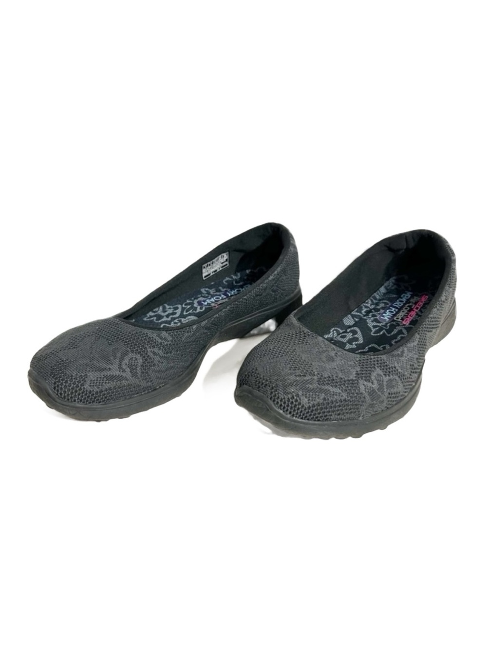 Skechers Microburst Athletic Earthy Touch Gray Lace Floral Slip-On Comfort Shoes